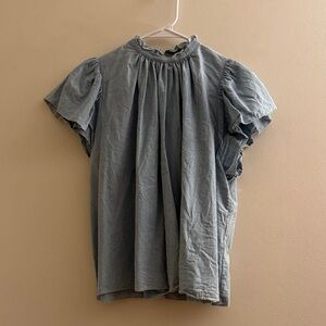 Trovata Birds Of Paradis Blue Gathered Neck Top